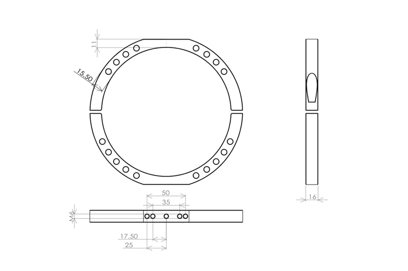 More Blue TB013 Mounting Rings 166mm (Pair)