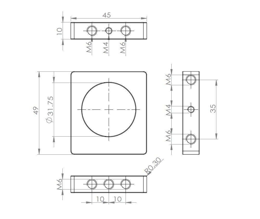 TB001 MORE BLUE Mounting Rings 1.25" (Pair)