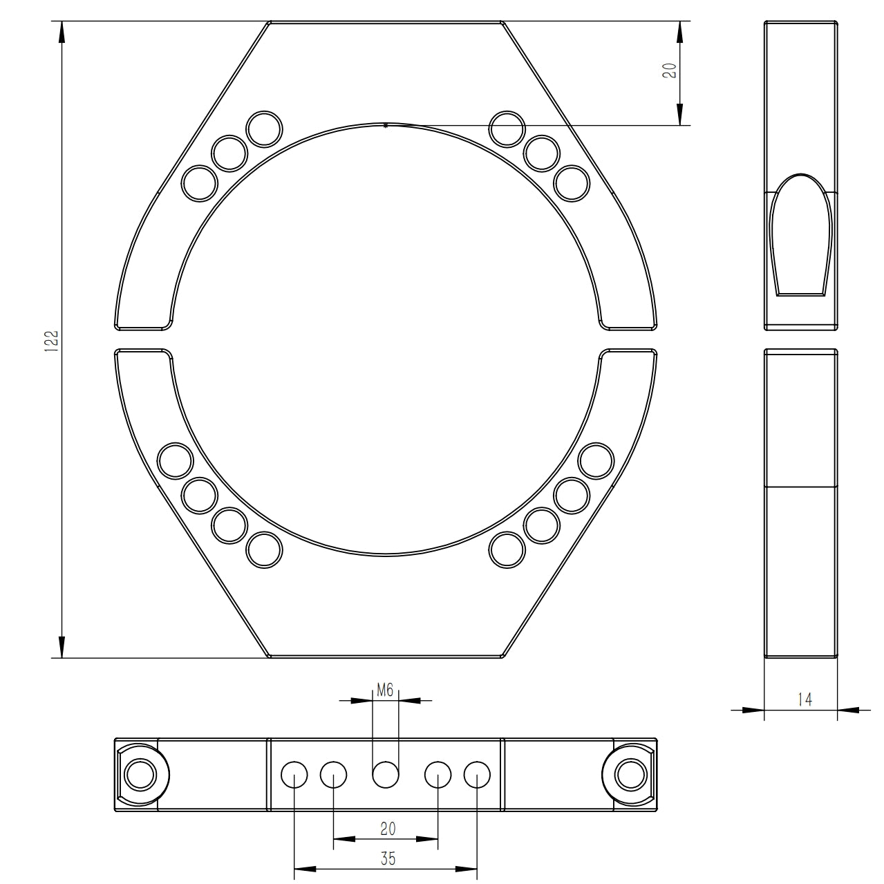 TB017 - More Blue Mounting Rings 80mm (Pair)