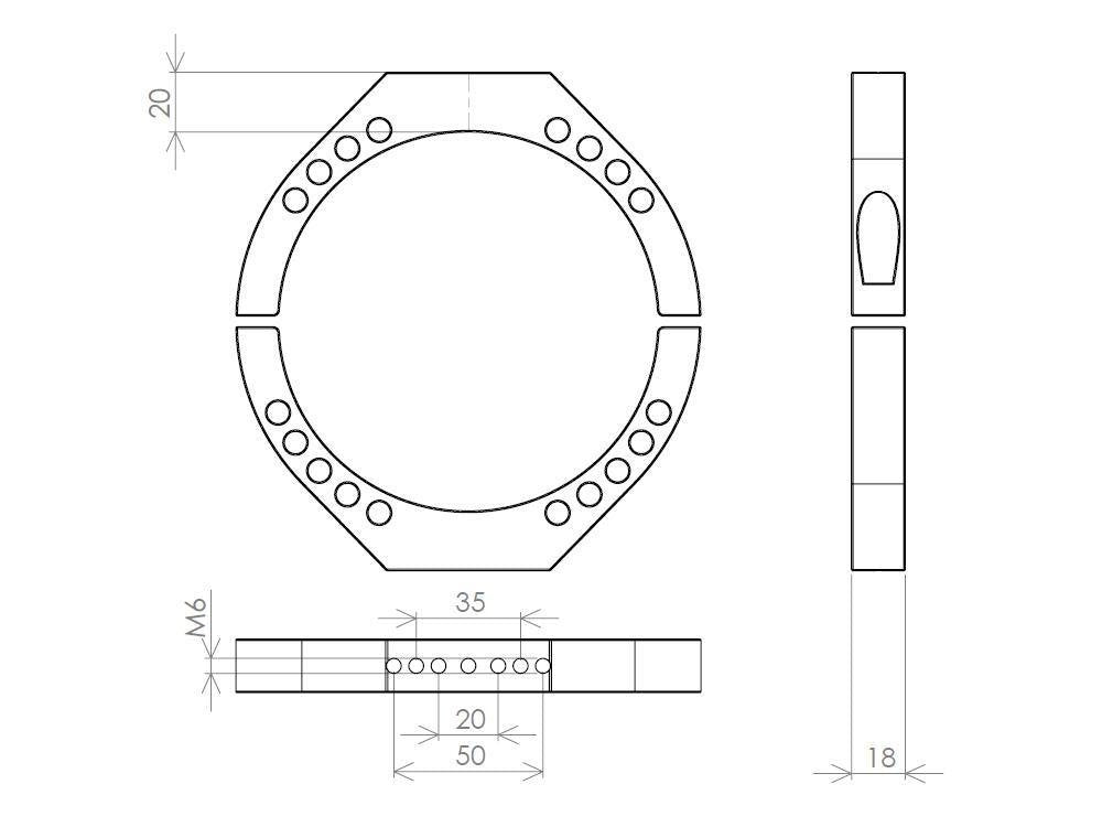 TB011 More Blue Mounting Rings 125mm (Pair)