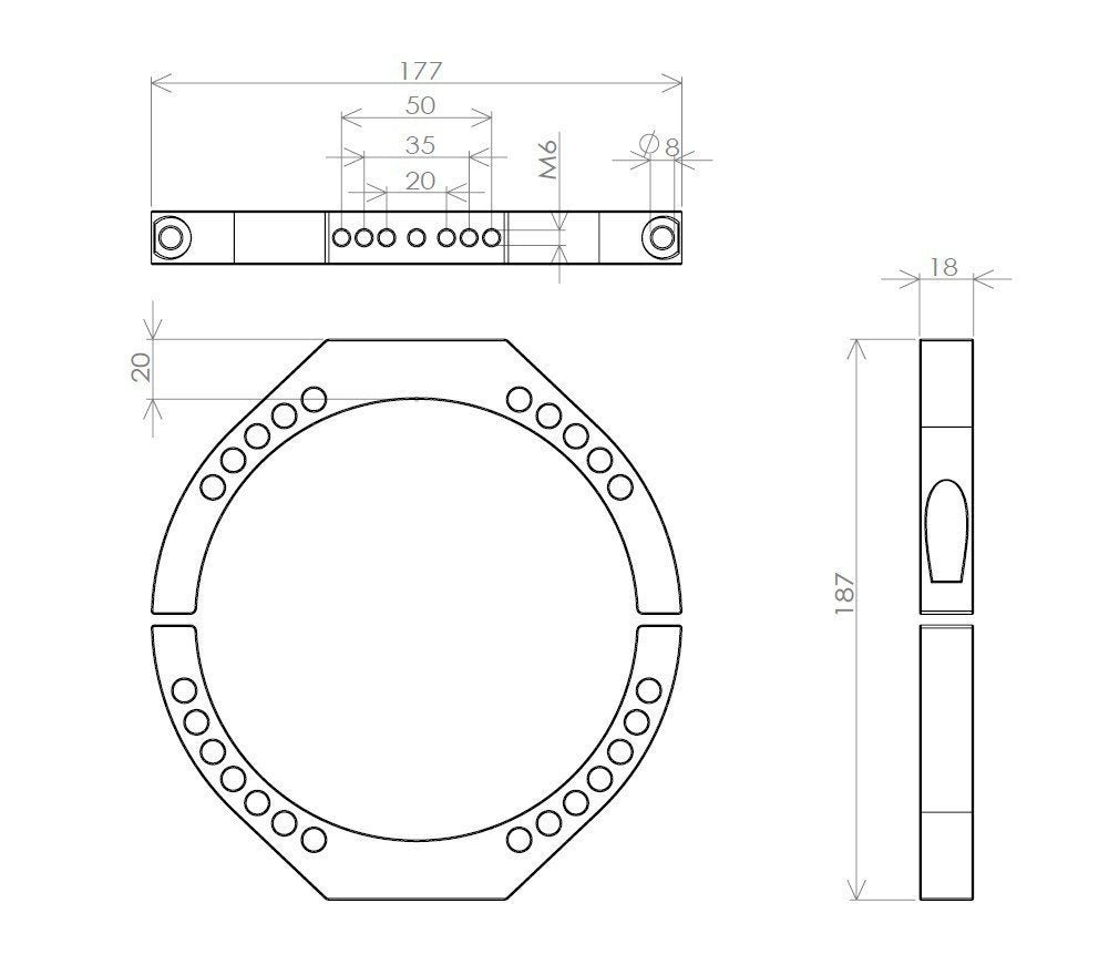 TB012 More Blue Mounting Rings 145mm (Pair)