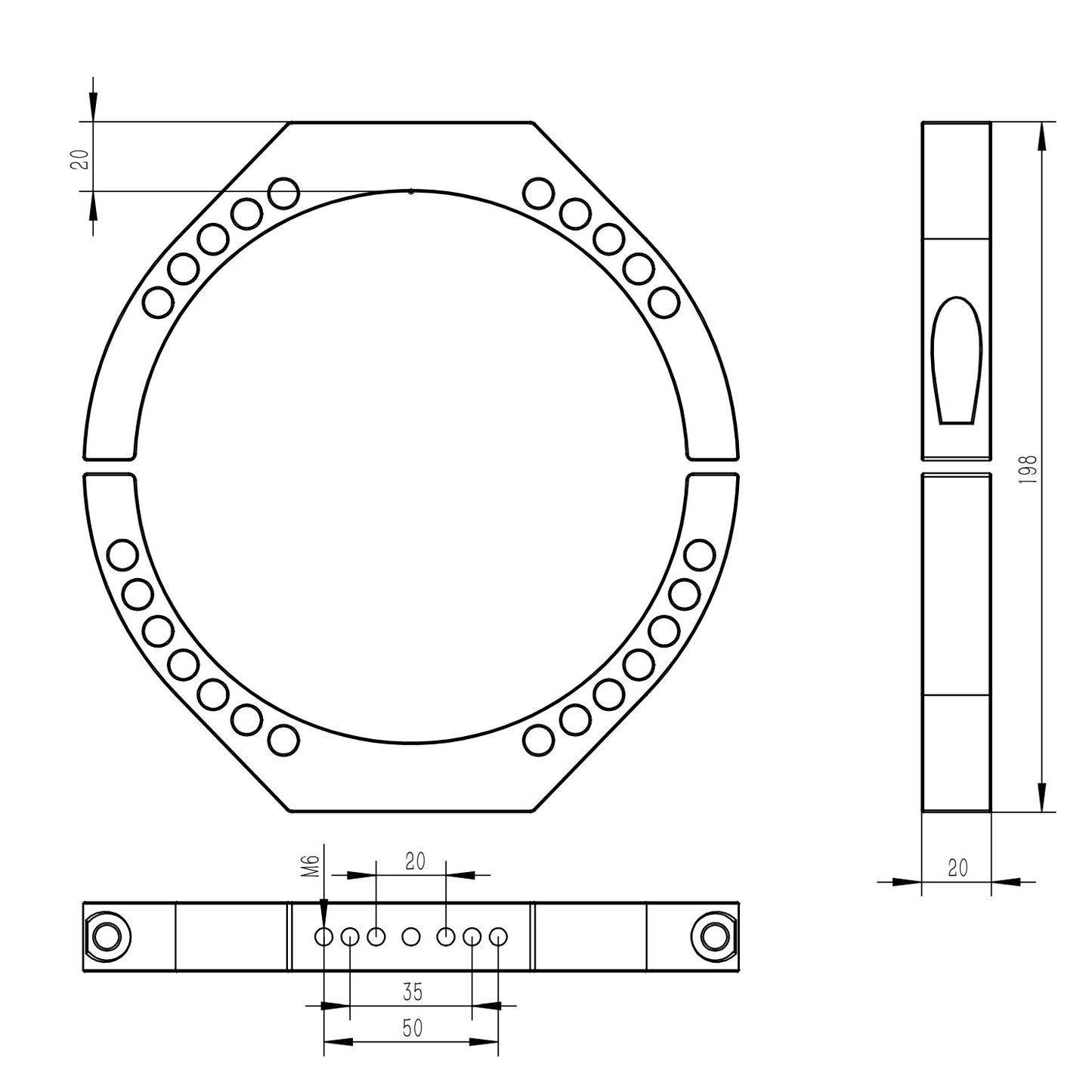TB018 More Blue 156mm Mounting Rings (Pair)
