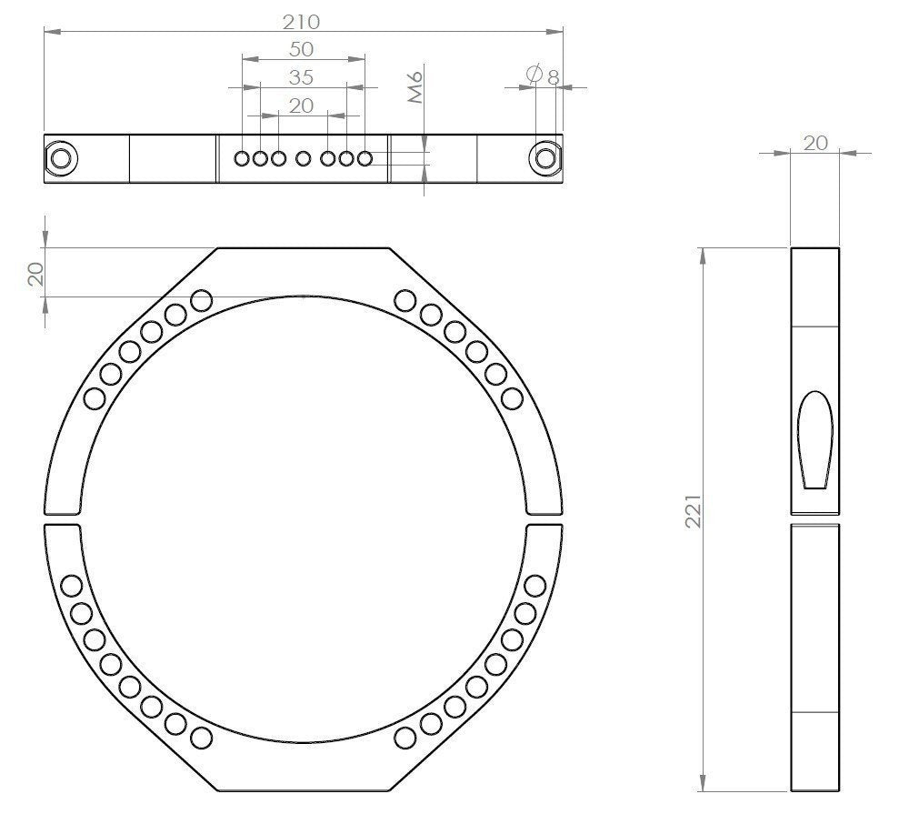 TB020 MORE BLUE Mounting Rings 179mm (Pair)