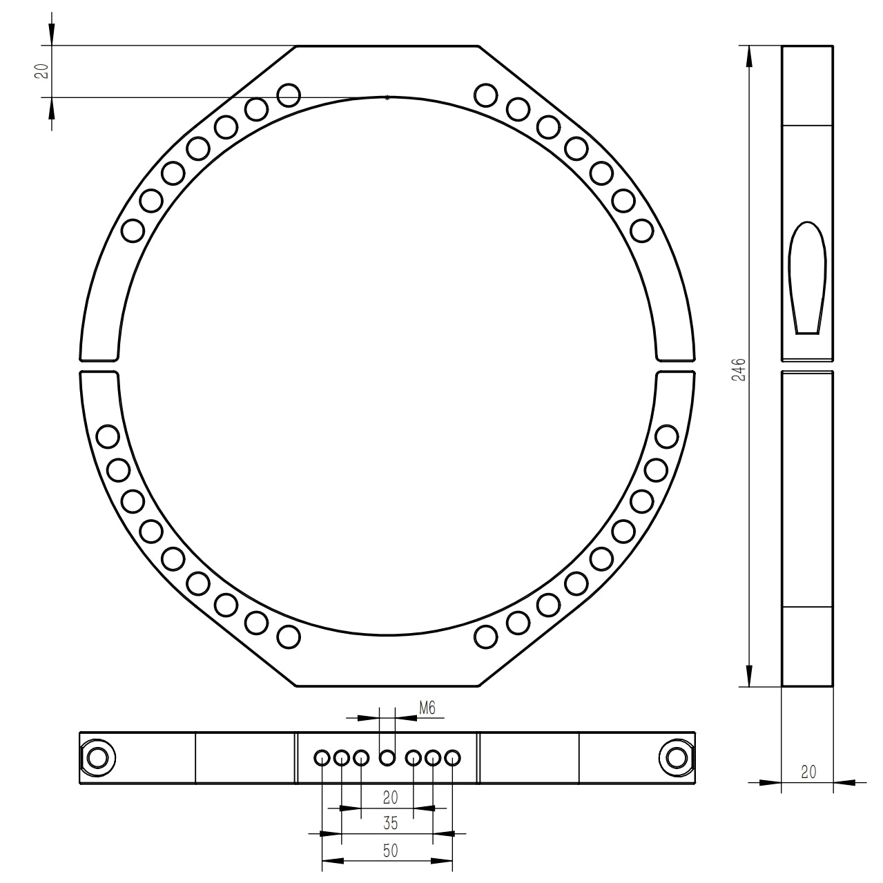 TB014 More Blue 204mm Mounting Rings (Pair)