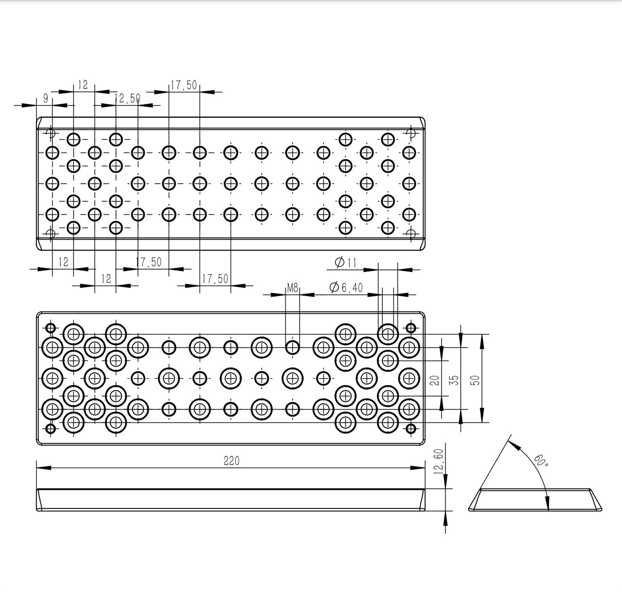 AU019 D-series Dovetail Plate - 220mm