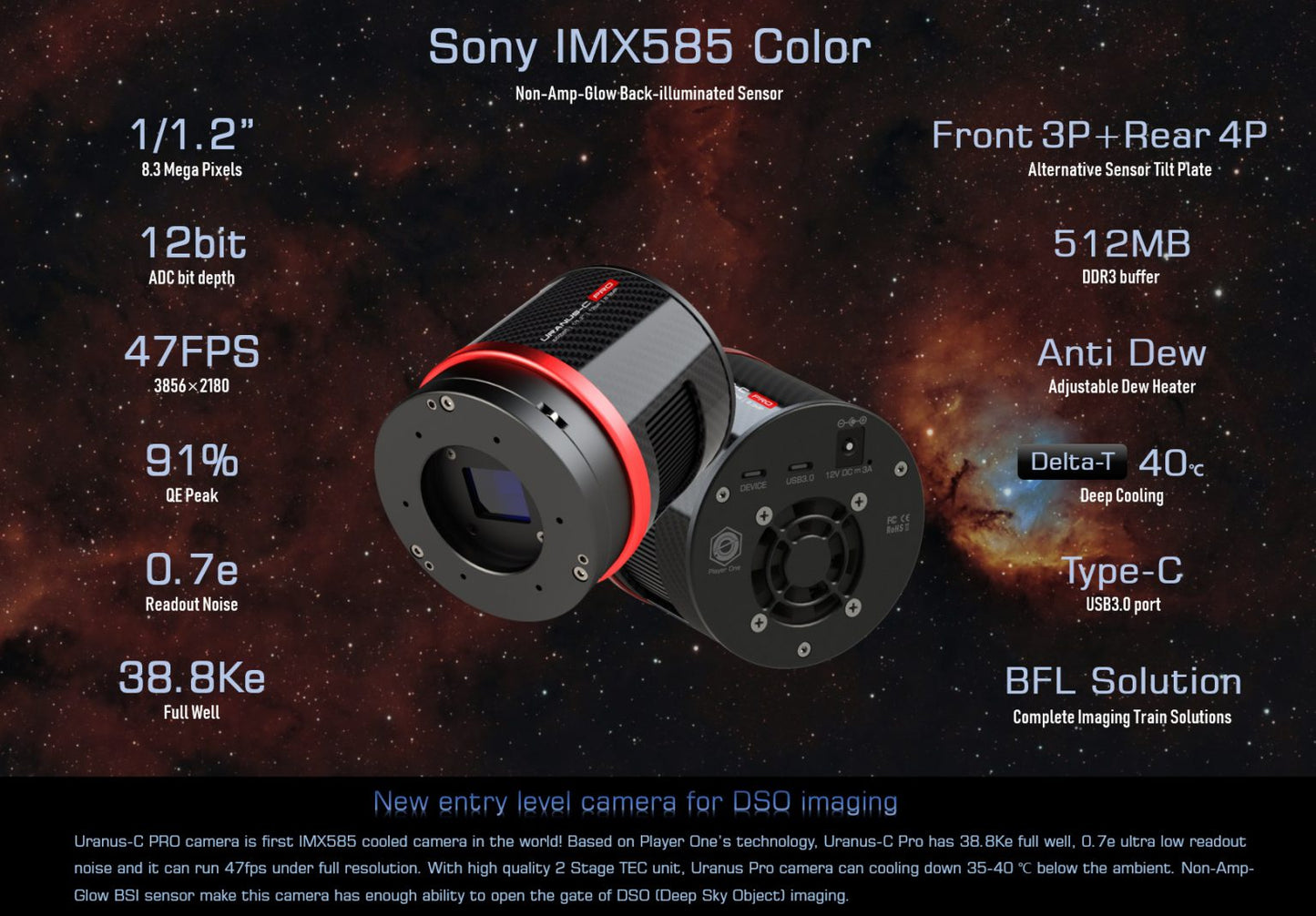 Uranus-C Pro USB3.0 Cooled Color Camera (IMX585)